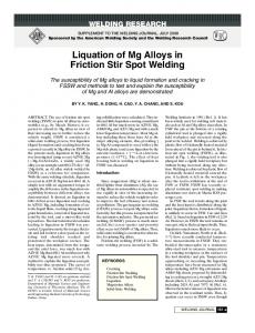 Liquation of Mg Alloys in Friction Stir Spot Welding - American ...