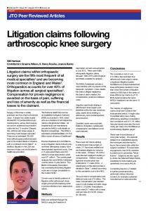 Litigation claims following arthroscopic knee surgery - British ...