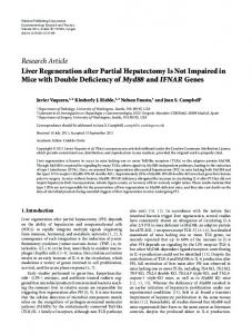 Liver Regeneration after Partial Hepatectomy Is Not Impaired in Mice