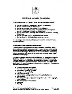 LLLI Criteria for Leader Accreditation (pdf)