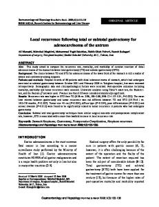 Local recurrence following total or subtotal gastrectomy for ... - Statistics