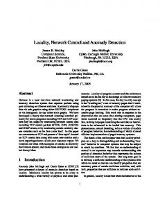 Locality, Network Control and Anomaly Detection