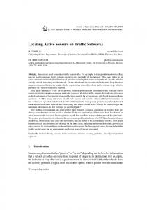 Locating Active Sensors on Traffic Networks - CiteSeerX