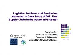 Logistics Providers and Production Networks: A Case Study of DHL ...