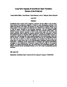 Long-Term Impacts of Conditional Cash Transfers - Paris School of ...