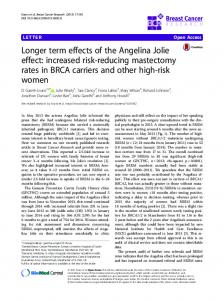 Longer term effects of the Angelina Jolie effect: increased ... - CiteSeerXhttps://www.researchgate.net/.../Longer-term-effects-of-the-Angelina-Jolie-effect-Incr...