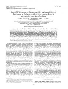 Loss of Cytochrome c Oxidase Activity and Acquisition of Resistance ...