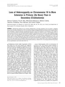 Loss of Heterozygosity on Chromosome 10 Is More Extensive ... - Nature