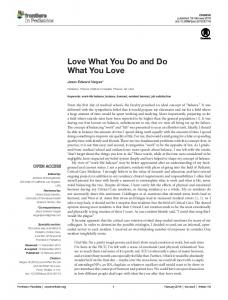 Love What You Do and Do What You Love - Semantic Scholar