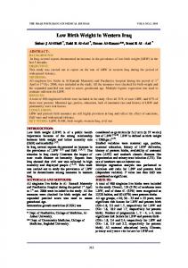 Low birth weight in western Iraq