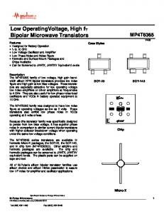 Low OperatingVoltage, High fT Bipolar Microwave Transistors