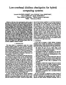 Low-overhead diskless checkpoint for hybrid ... - Semantic Scholar