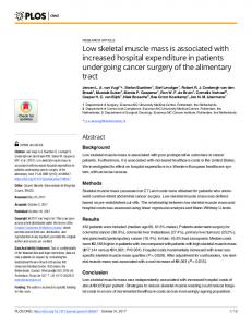 Low skeletal muscle mass is associated with increased ... - PLOS