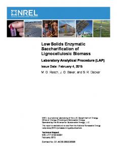 Low Solids Enzymatic Saccharification of Lignocellulosic Biomass ...