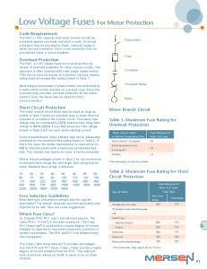 Low Voltage Fuses For Motor Protection - Mersen