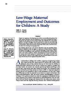 Low-Wage Maternal Employment and Outcomes