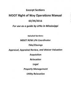 LPA ROW Operations Manual - Mississippi Department of ...