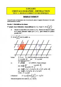 LSM.4.051 CRISTALLOGRAPHIE - DIFFRACTION