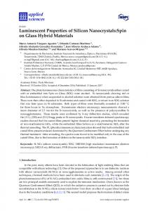 Luminescent Properties of Silicon Nanocrystals