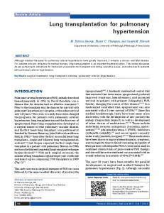 Lung transplantation for pulmonary hypertension - Semantic Scholar