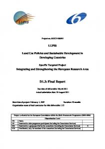 LUPIS Land Use Policies and Sustainable