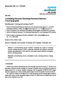 Luteinizing Hormone Releasing Hormone/Galactose Core ... - MDPI