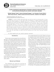 Lysine nutritional requirements of broilers reared in clean ... - Scielo.br