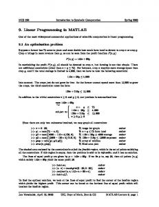 M-9 Linear Programming in MATLAB