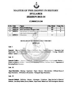 M. Phil History Syllabus