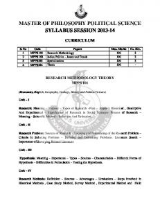 M. Phil. Political Science Syllabus