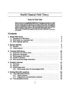 Ma432 Classical Field Theory