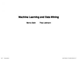 Machine Learning and Data Mining