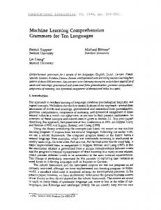 Machine Learning Comprehension Grammars for Ten ... - CiteSeer