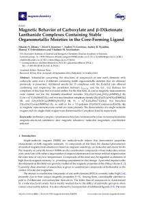 Magnetic Behavior of Carboxylate and -Diketonate Lanthanide ... - MDPI