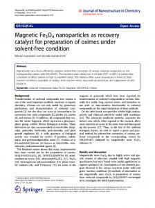 Magnetic Fe3O4 nanoparticles as recovery catalyst for ... - Springer Link