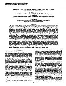 MAGNETIC FIELD AND PLASMA SCALING LAWS: THEIR ...