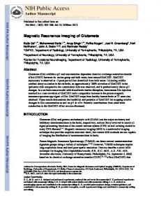 Magnetic Resonance Imaging of Glutamate