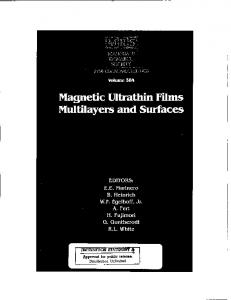 Magnetic Ultrathin Films Multilayers and Surfaces