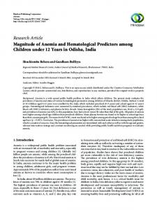 Magnitude of Anemia and Hematological Predictors among Children ...