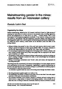 Mainstreaming gender in the mines - ANU