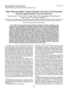 Major Histocompatibility Complex Haplotype ... - Journal of Virology