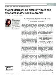 Making decisions on maternity leave and associated mother/child ...