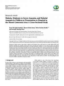 Malaria, Moderate to Severe Anaemia, and Malarial Anaemia in ...