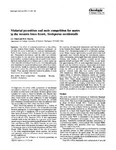 Malarial Parasitism and Male Competition for Mates in the ... - CiteSeerX