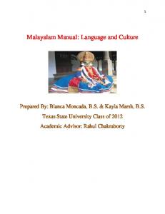 Malayalam Manual: Language and Culture