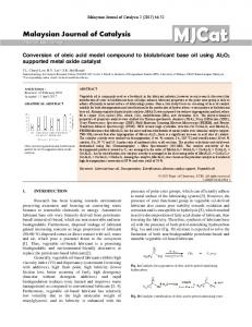 Malaysian Journal of Catalysis