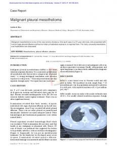 Malignant pleural mesothelioma - MedIND