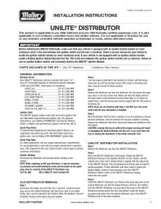 Mallory Unilite Distributor Installation Instructions