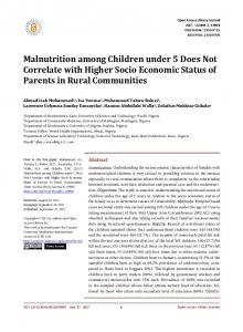 Malnutrition among Children under 5 Does Not Correlate with Higher ...