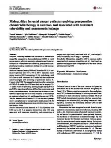 Malnutrition in rectal cancer patients receiving ...